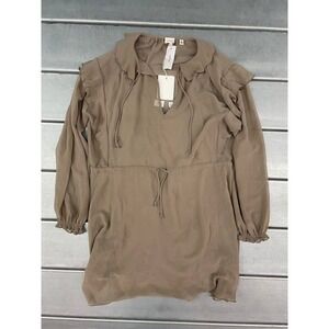 Wilfred Tartine Mini Dress Womens XS Taupe Ruffle Lined Chiffon Lightweight NWT